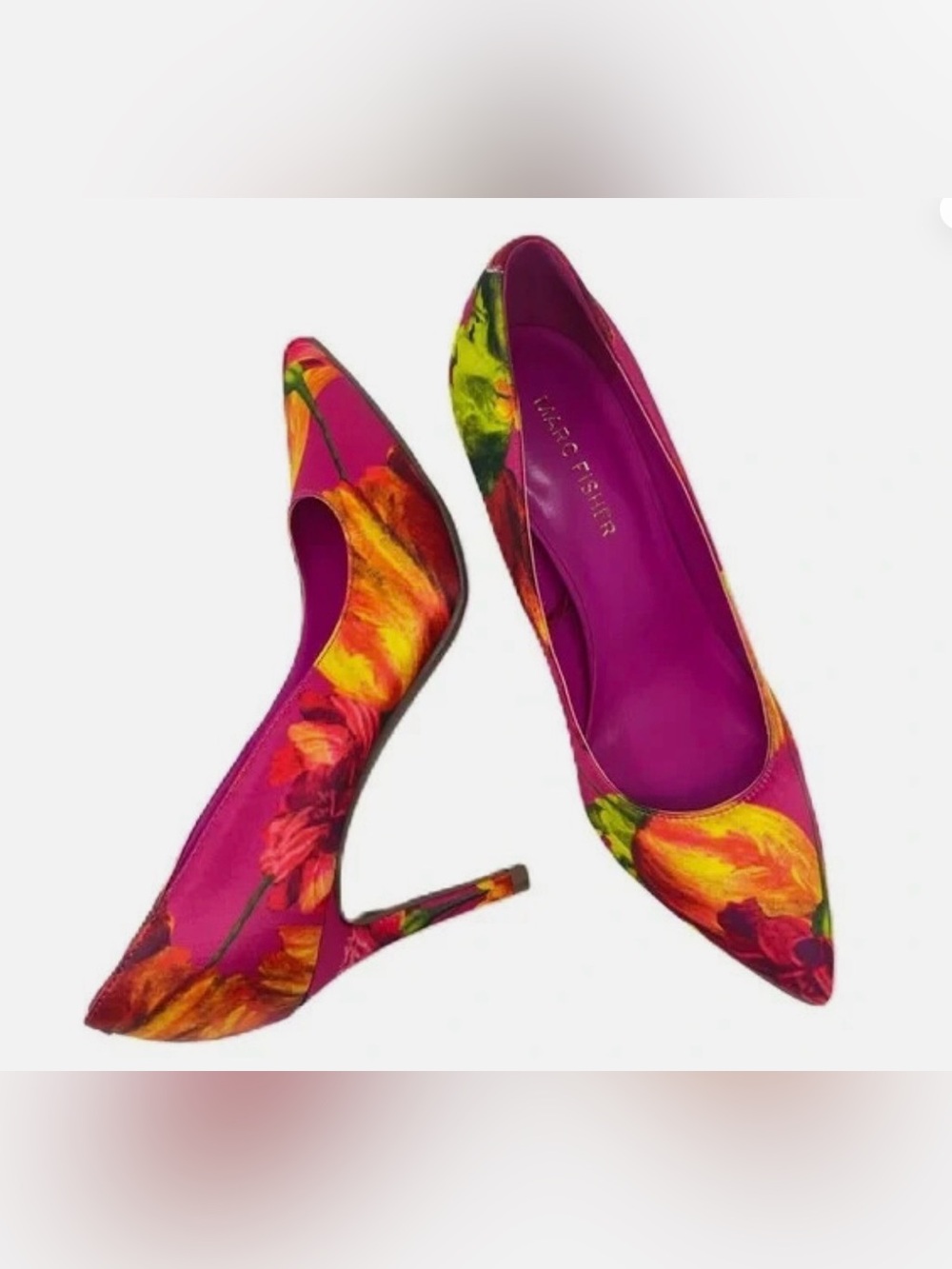 MARC FISHER "DARREN2" FLORAL SATIN
POINTED PUMPS SIZE 8 1/2 NWOT
